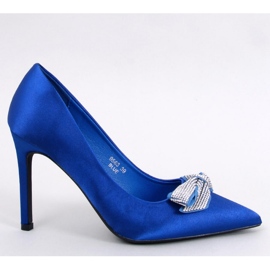 Trini Blue satin høje hæle med sløjfe - Inello blå