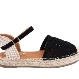 Premat Sorte gennembrudte espadrillesandaler - Inello