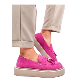 Trinity Fuchsia platform loafers med frynser - Inello lyserød