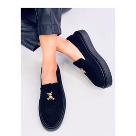 Anisha Black platform loafers med shearling - Inello sort