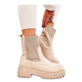 Winters Beige ankelstøvler med elastisk manchet - Inello