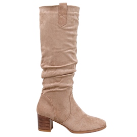 Pinsoni Khaki flæsede støvler beige