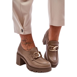 Step in style Sko Model Harmell 20097 Mørk Beige Læder - Træd i stil