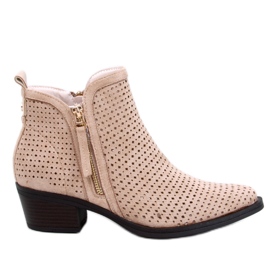 Vizzi Beige gennembrudte cowboystøvler