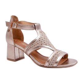 Maciejka Beige/Gold højhælede sandaler