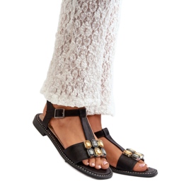 Damesandaler med S.Barski Black dekoration sort