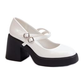 Hvide chunky hæl pumps