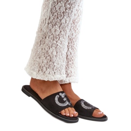 S. BARSKI Dameflip-flops med S.Barski dekoration, sort