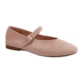 Beige balletlejligheder med rem