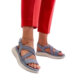 Blå velcro-sandaler til kvinder