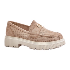 Khaki platform mokkasiner til kvinder beige
