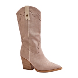 Beige cowboystøvler til kvinder