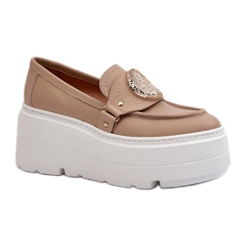 Zazoo Beige massive platformsmokkasiner