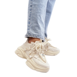 Beige sportssko med massiv sål