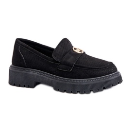 Moccasin sko med guld detalje Sort