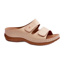 Beige dameflip-flops med flad sål