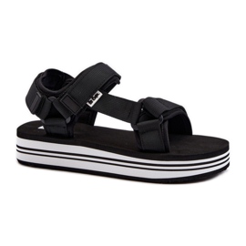 Lee Cooper Sort/Hvide platformssandaler til kvinder