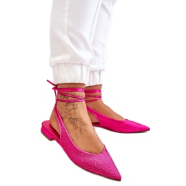 Bundet ballet lejligheder med fuchsia rhinsten lyserød