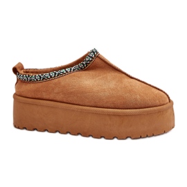 Dame Camel platform hjemmesko brun