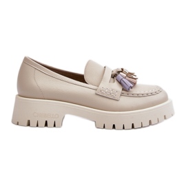 CheBello Elegante mokkasiner med frynser beige