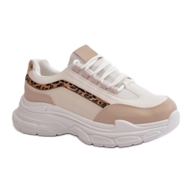 Beige/leopard sportssko med en massiv sål