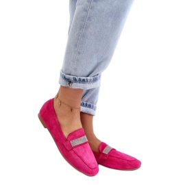 Kvinders mokkasiner med rhinestones Fuchsia lyserød