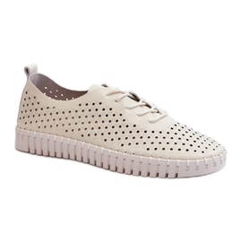 Damesneakers med gennembrudt beige mønster