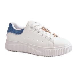 Damesneakers med hvide/blå nåle