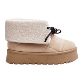 Platform snestøvler med beige fåreskind