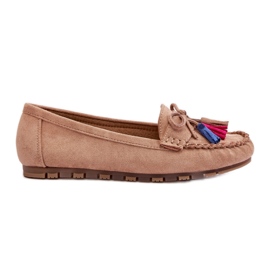 PS1 Beige damemoccasiner med frynser
