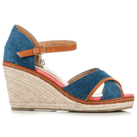Vices Espadriller i denim på kile blå