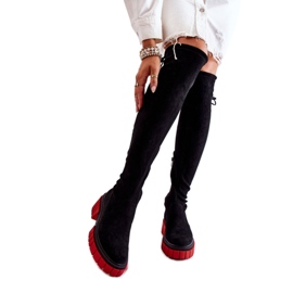 Step in style Støvler Model Cheera UK105P Sort/Rød Ruskind - Træd i stil