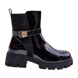 Step in style Chelsea støvler Model Elspetia F35-1 Sort lak - Træd med stil