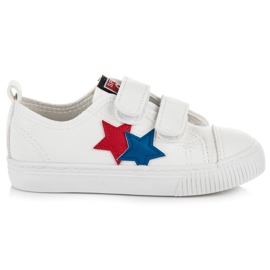 L&H Læder Sneakers med velcro hvid blå rød
