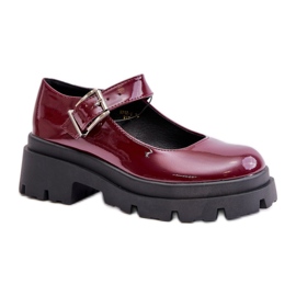 Step in style Sko Model Plikuria 1813-1 Bordo Lakier - Træd med stil rød