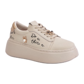Vinceza Damesneakers lavet af naturligt beige læder