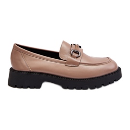 Elegante damemokkasiner i beige øko læder