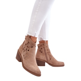 S. BARSKI S.Barski Beige gennembrudte cowboystøvler