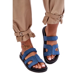 Mørkeblå tekstil-flip-flops til kvinder