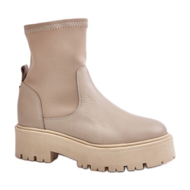 Ankelstøvler i læder Zazoo Beige model