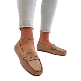 Mokkasiner Model 24PB02-7673 Mørk Beige