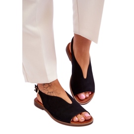 Step in style Sandaler Model Lewski Sko 3220/X Sort ruskind - Træd med stil