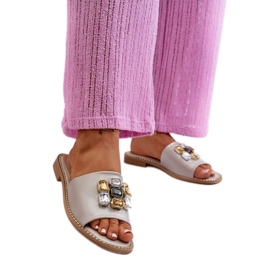 S. BARSKI Kvinders flade sandaler med dekorationer beige