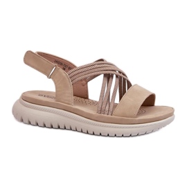 Damesandaler med velcrolukning 24SD06-7057 beige