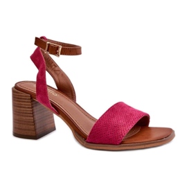 Damesandaler lavet af øko-ruskind 24SD35-7082, pink lyserød