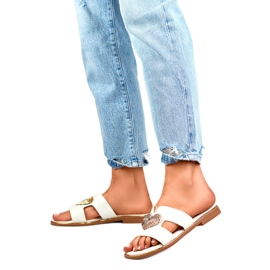 Dame-flip-flops dekoreret med hjerte KK-731W hvid