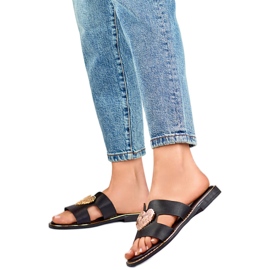 Dameflip-flops med hjerte KK-731B, sort