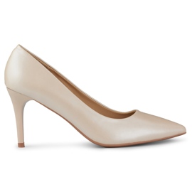 Høje hæle til kvinder med læderindlæg GD-XR501B-APR beige