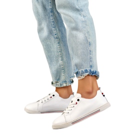 Sneakers i læder til kvinder 24-87967W hvid