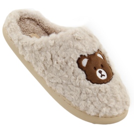 Hjemmesko til kvinder med bamse, beige Unisoft 6625